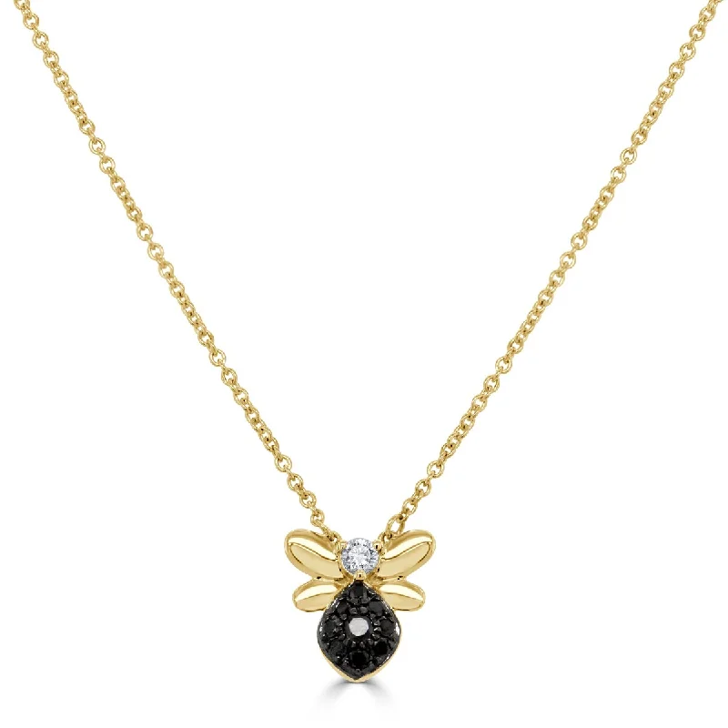 personalized couple's pendant -Joelle Diamond Bumble Bee Necklace 14K Gold 0.20ct