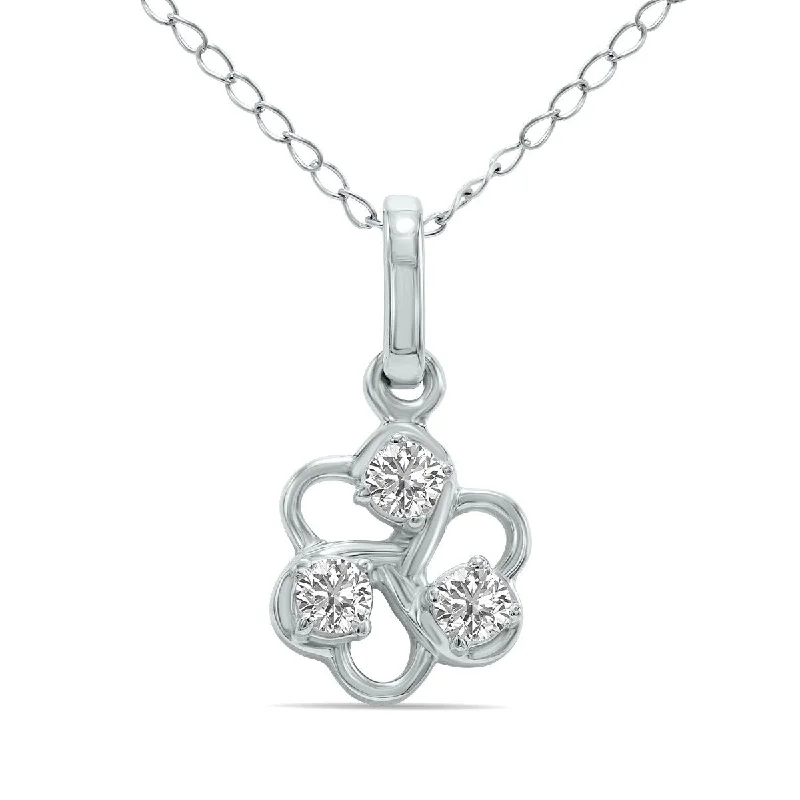 moon pendant for necklace -Marquee 1/7 CTW Three Stone Flower Lab Grown Diamond Pendant in 10K White Gold (F-G Color, VS1- VS2 Clarity)