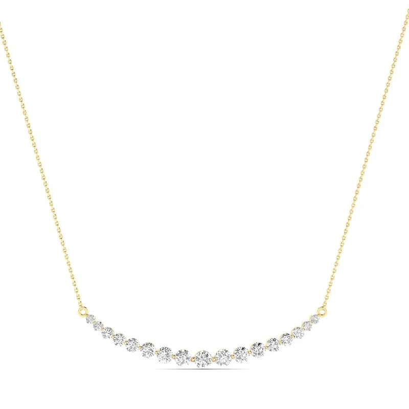 gold statement necklace -Marquee 1 Carat TW Diamond Smiley Bar Necklace in 14K Yellow Gold