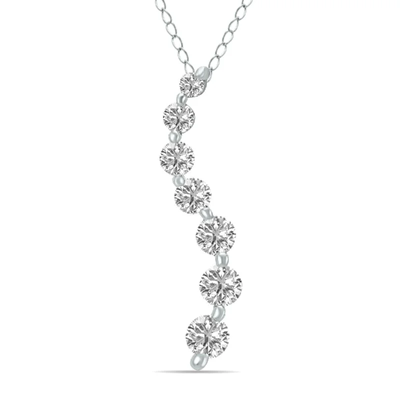 custom charm necklace -Marquee 3/4 CTW Lab Grown Diamond Journey Pendant in 10K White Gold