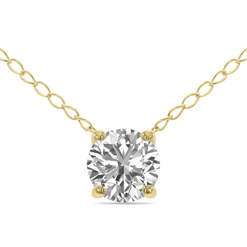 sparkling diamond necklace -Marquee Lab Grown Certified 1/2 Carat Floating Round Diamond Solitaire Pendant in 14K Yellow Gold (F-G Color, VVS1-VVS2 Clarity)