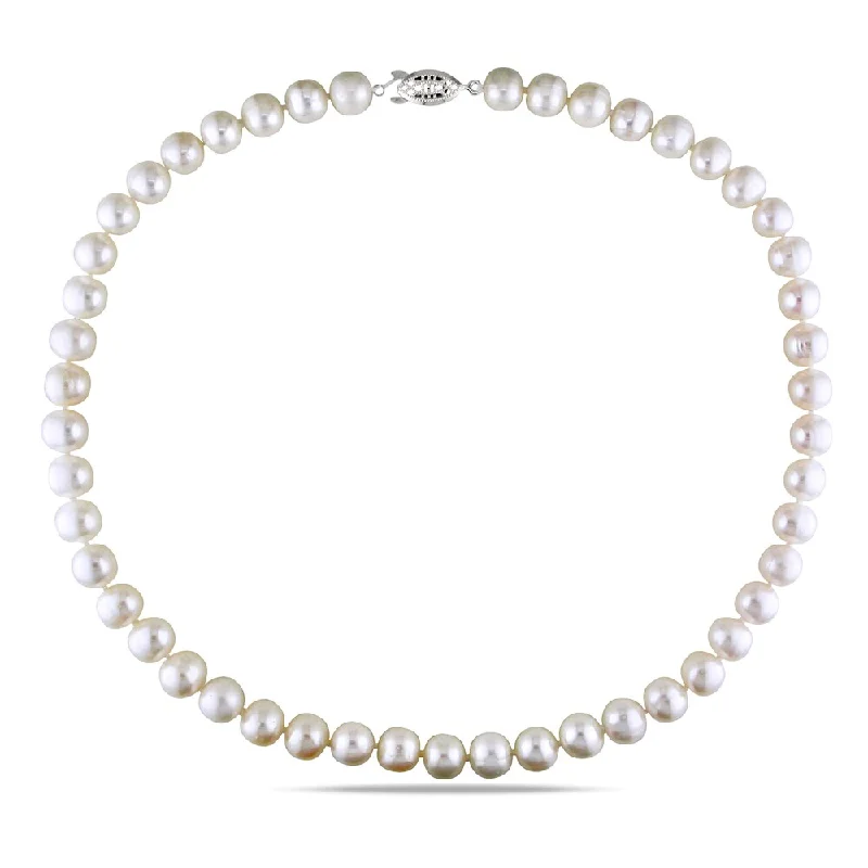 tree of life necklace -Miadora White Cultured Freshwater Pearl Necklace (9-10 mm)