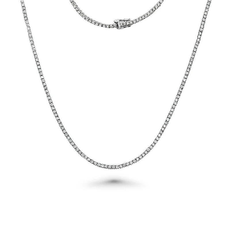 wedding necklace for bride -Diamond Tennis Necklace (10.30 ct.) 2.7 mm 4-Prongs Setting in 14K Gold