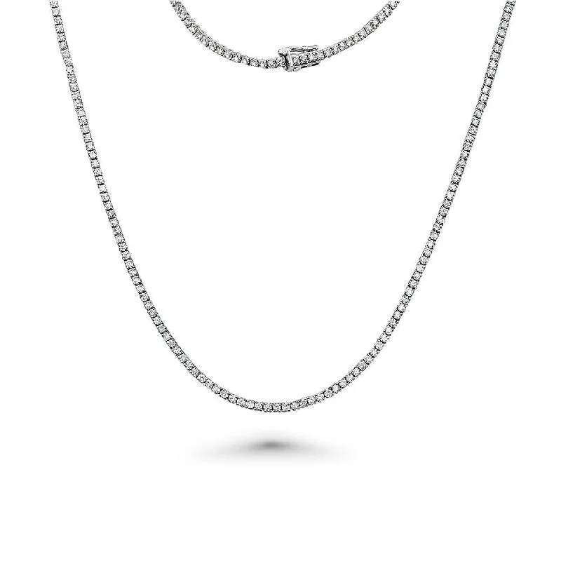 matching necklace for couple -Diamond Tennis Necklace (12.50 ct.) 3 mm 4-Prongs Setting in 14K Gold