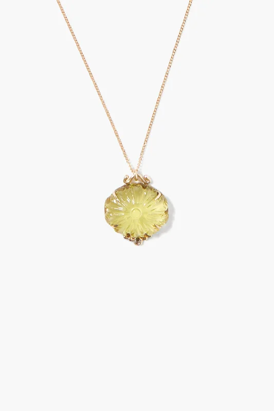 pendant necklace with crystals -14k Dahlia Necklace Lemon Topaz