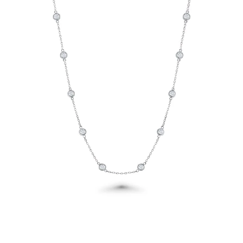 rustic silver necklace -16 Stone Diamond By The Yard Necklace, Bezel Set Diamond Station Necklace (2.00 ct.) in 18K Gold