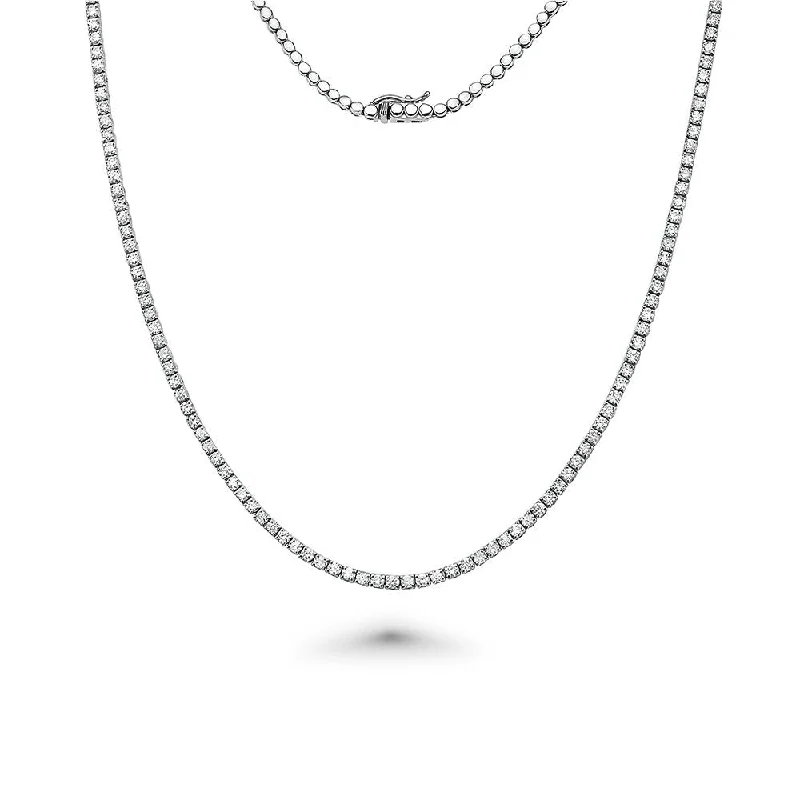 birthstone necklace for couples -HalfWay Diamond Tennis Necklace (5.00 ct.) 2.3 mm 4-Prongs Setting in 14K Gold