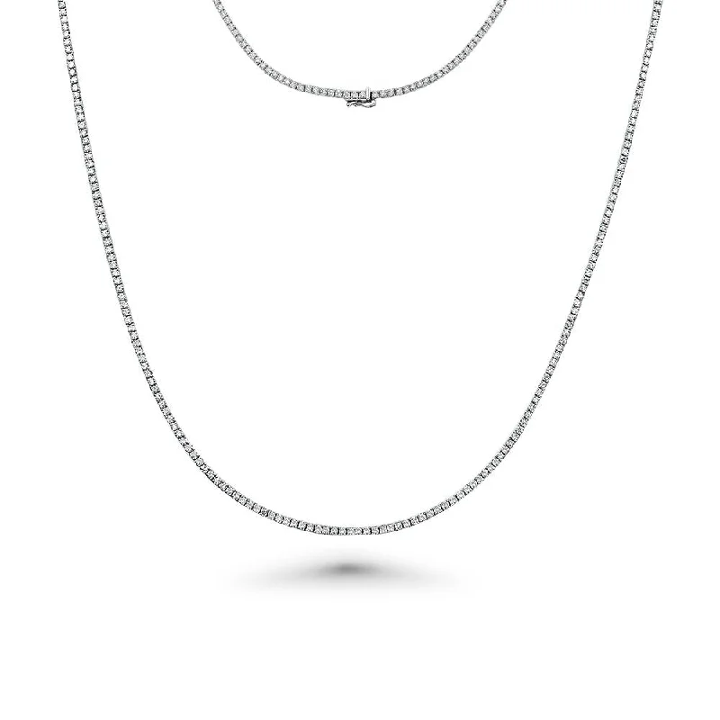 engraved pendant necklace -Diamond Tennis Necklace (5.50 ct.) 2 mm 4-Prongs Setting in 14K Gold