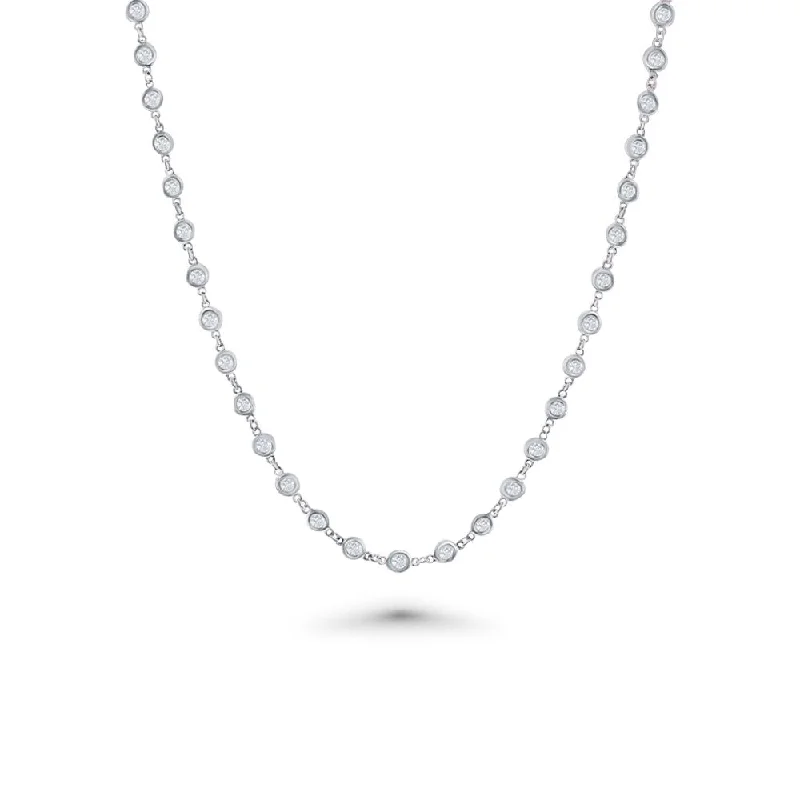 stylish layered necklace -66 Stone Diamond By The Yard Necklace, Bezel Set Diamond Station Necklace (3.00 ct.) in 14K Gold