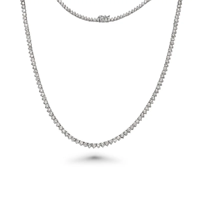 men's leather necklace -Diamond Tennis Necklace (7.50 ct.) 2.2 mm 3-Prongs Setting in 14K Gold