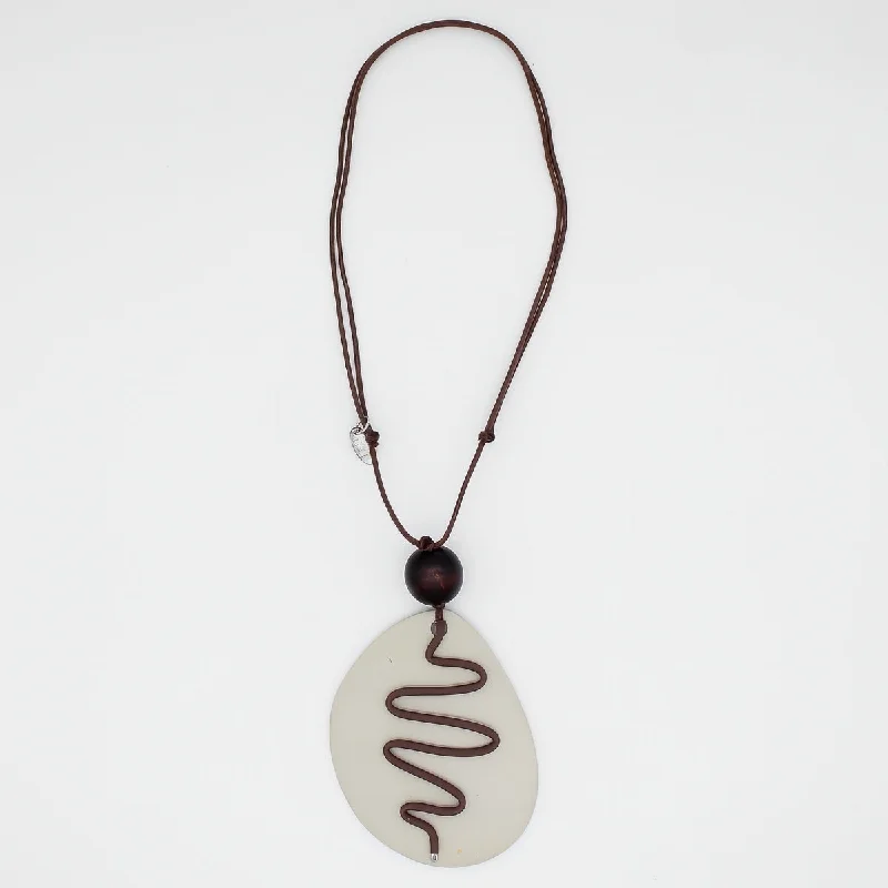 unique initial necklace -Artistic Taupe Pendant Necklace