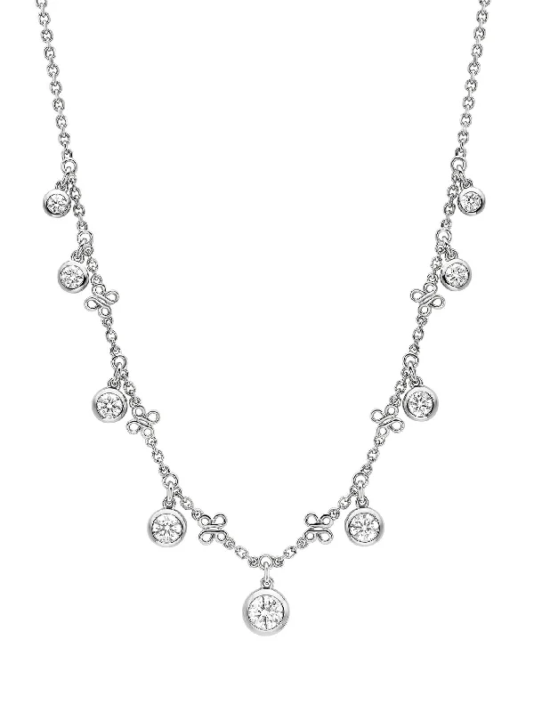 simple chain necklace -Beach Platinum Diamond Necklace