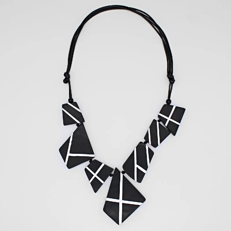 minimalist diamond necklace -Black and White Orinda Necklace