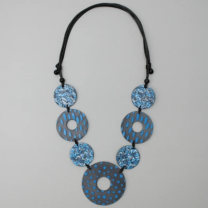 custom silver necklace -Blue Rosalyn Necklace