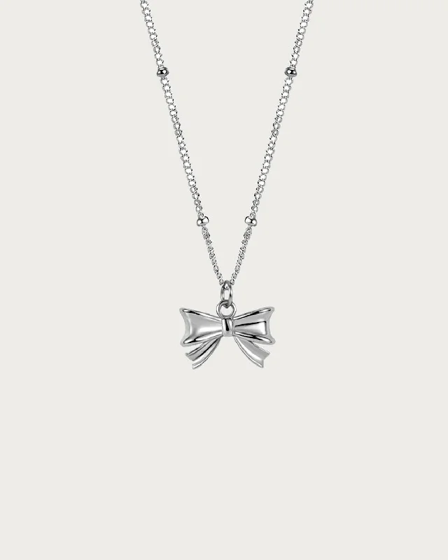 modern chain necklace -Bow Necklace in Silver