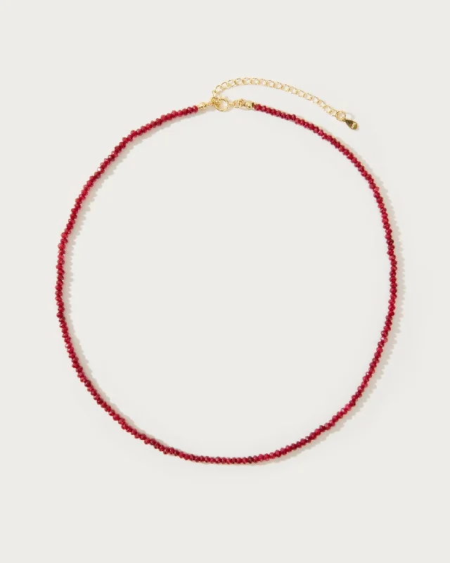 woven necklace for women -Mini Carnelian Beaded Necklace