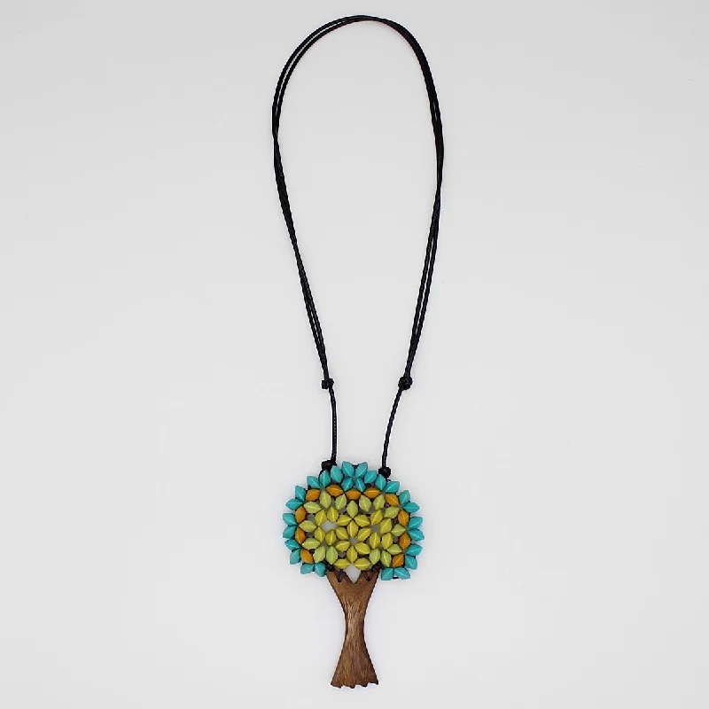 silver heart pendant necklace -Contemporary Turquoise Tree Pendant