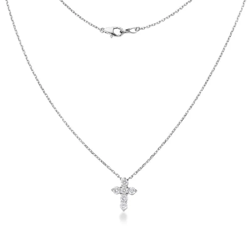 simple gold pendant necklace -Diamond Cross Necklace (0.75 ct.) in 14K Gold