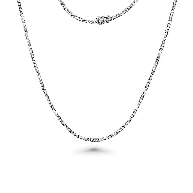 birthstone charm necklace -Men Diamond Tennis Necklace (14.50 ct.) 2.7 mm 4-Prongs Setting in 14K Gold