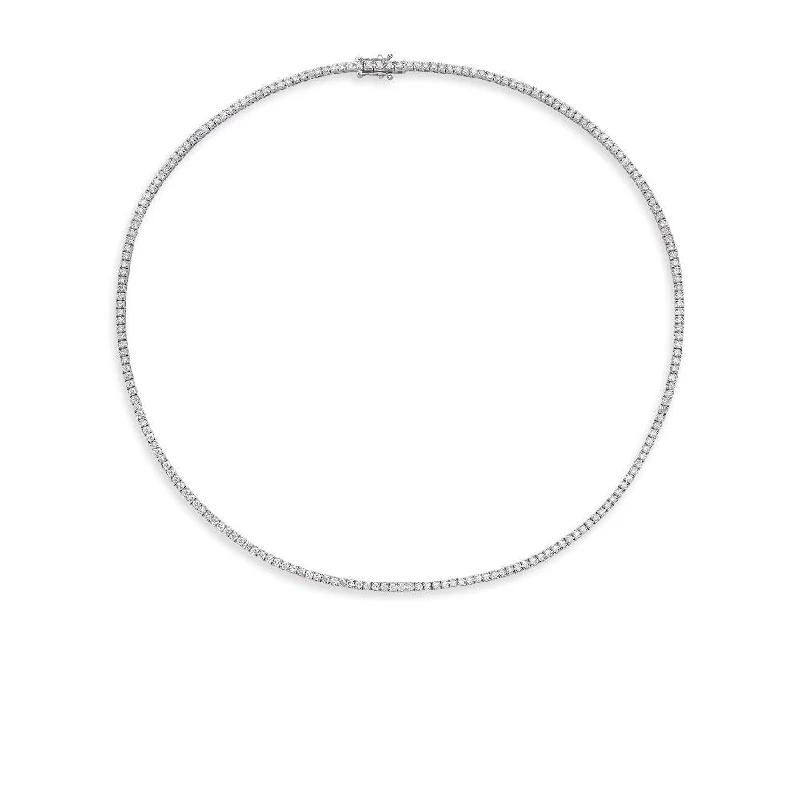 silver moon pendant -Diamond Tennis Necklace (2.50 ct.) 1.3 mm 4-Prongs Setting in 14K Gold, Made in Italy