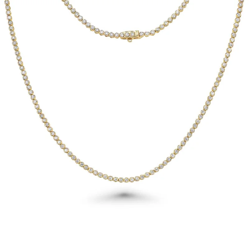 creative gemstone necklace -Diamond Tennis Necklace (3.25 ct.) 2.5 mm Bezel Setting in 14K Gold