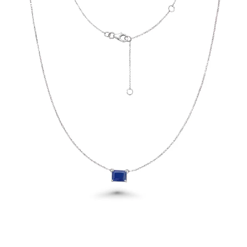 unique women’s pendant necklace -Solitaire Emerald Cut Blue Sapphire Necklace (2.00 ct.) in 14K Gold