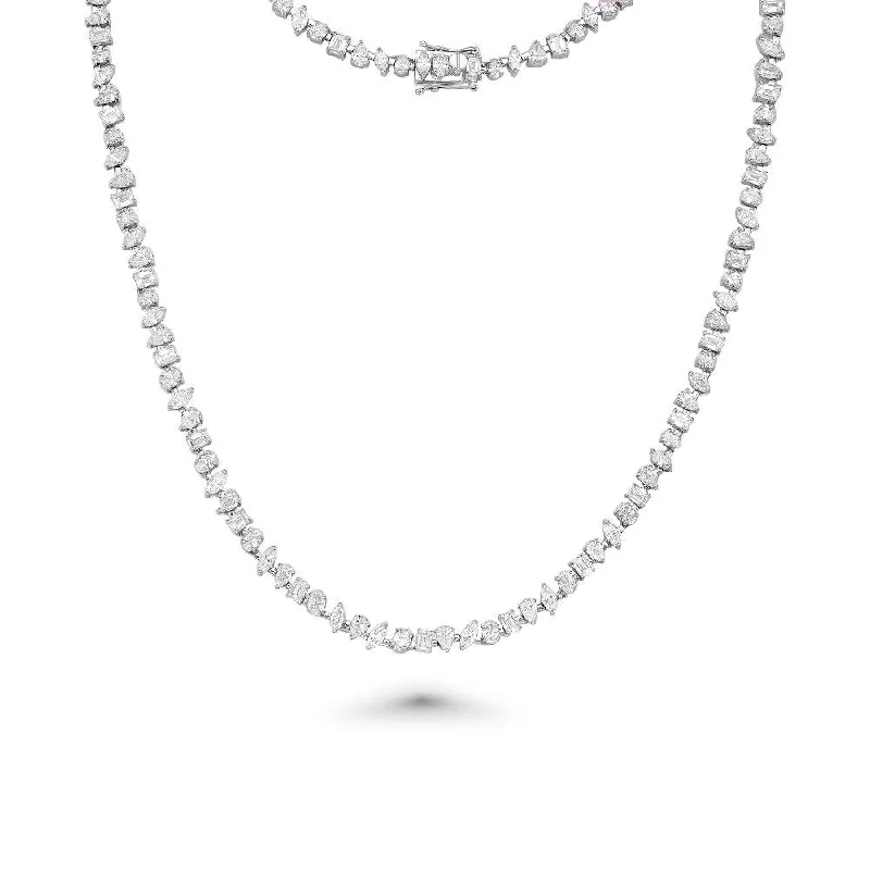 infinity symbol necklace -Fancy Multi Shape Diamond Necklace (12.35 ct.) in 18K Gold