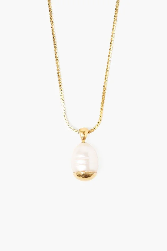 spiritual necklace for women -Gold Dipped White Pearl Necklace