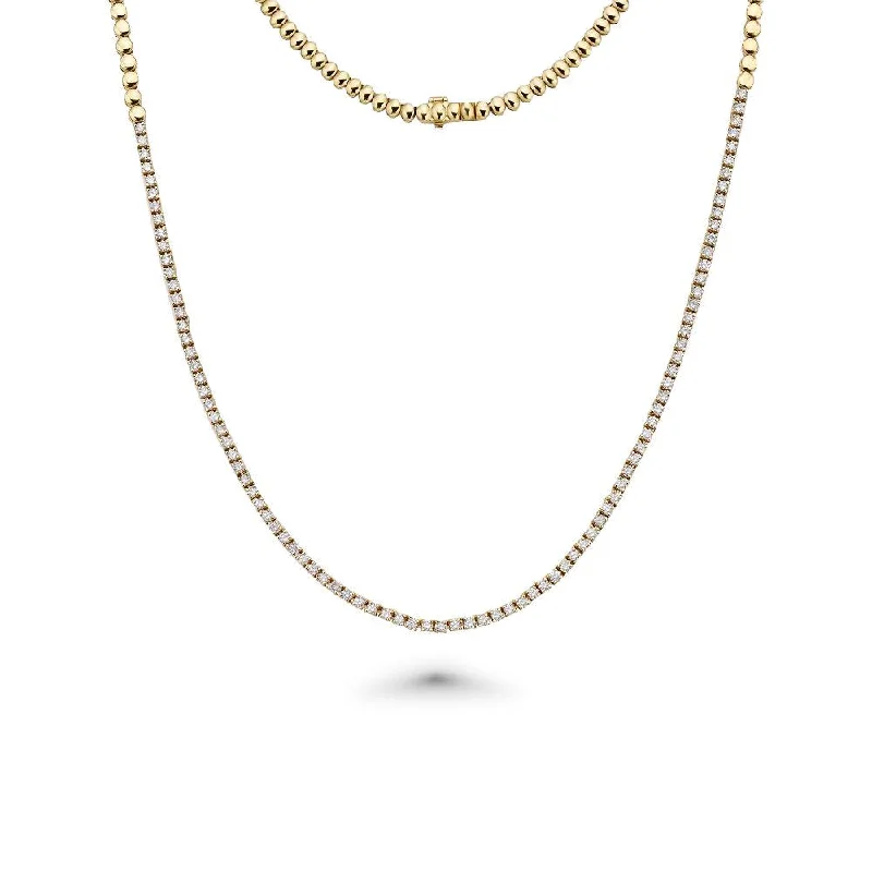 gold statement necklace -HalfWay Diamond Tennis Necklace (2.11 ct.) 2mm 4-Prong Setting in 14K Gold