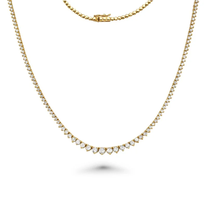 unique charm necklace for women -HalfWay Riviera Diamond Tennis Necklace (3.50 ct.) 2.00 mm to 4.45 mm 3-Prongs Setting in 14K Gold