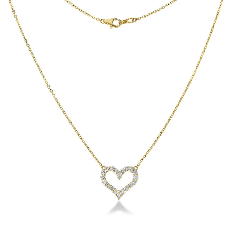 bright gemstone necklace -Diamond Heart Necklace (1.00 ct.) in 14K Gold