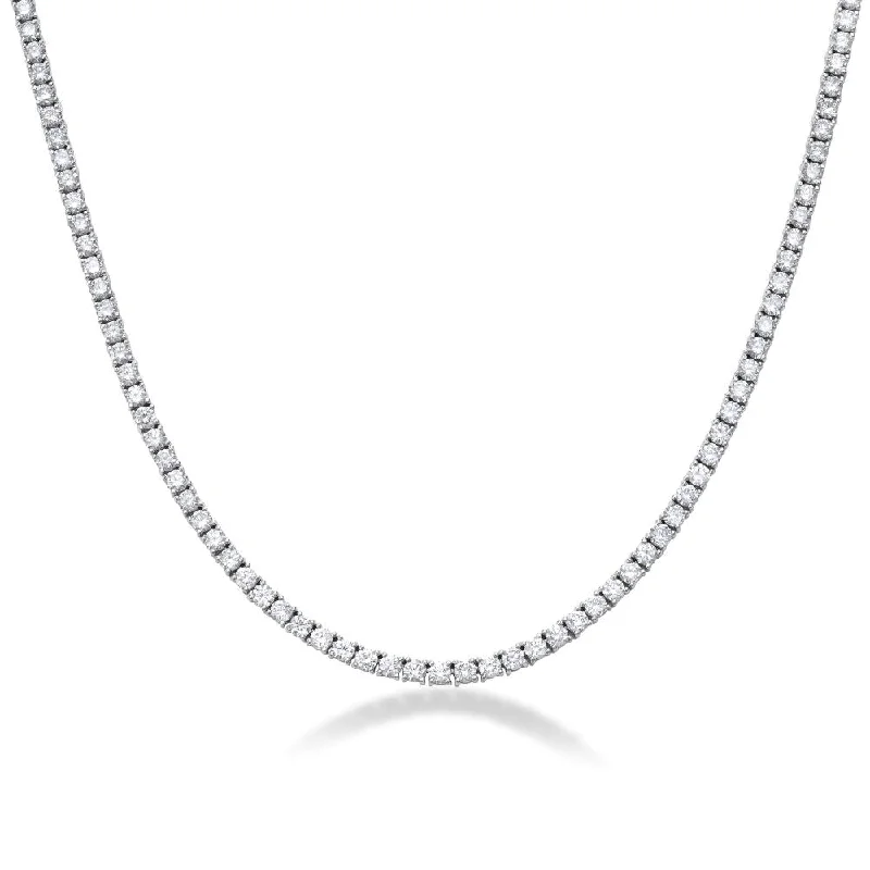 chakra necklace for women -Lab Grown Diamond Tennis Necklace (15.00 ct.) 3.25mm 4-Prongs Setting in 14K Gold