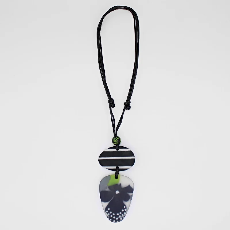 simple pendant necklace -Lime and Black Sia Pendant