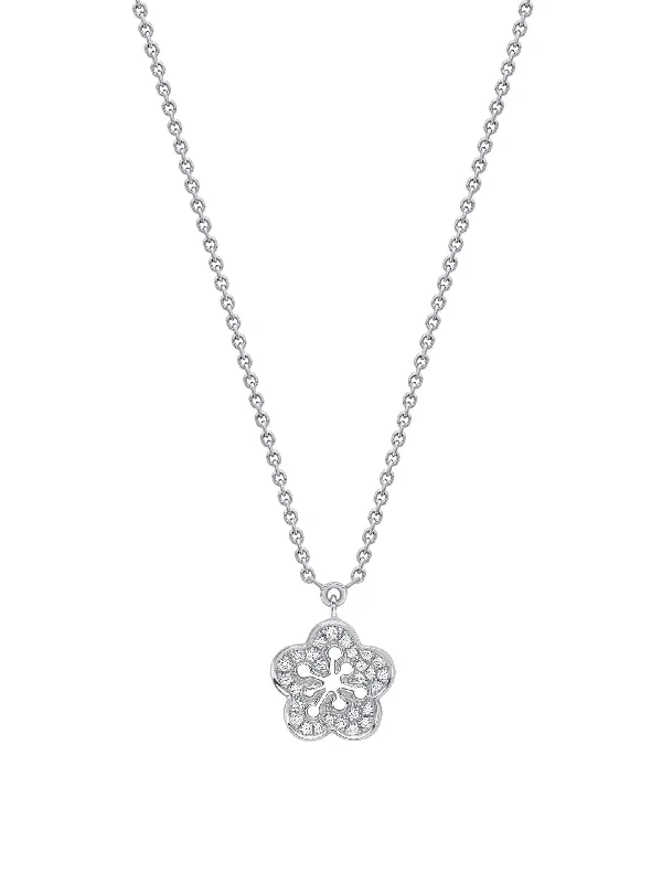 long gold necklace -Blossom Mini White Gold Diamond Pendant