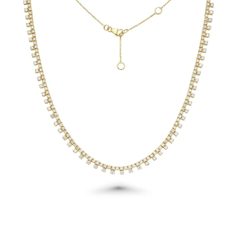 heart shaped necklace -HalfWay Diamond Tennis Necklace (5.75 ct.) 4-Prongs Setting in 14K Gold