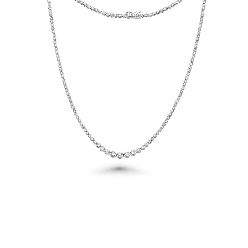 romantic pendant necklace -Riviera Diamond Tennis Necklace (4.00 ct.) 2.60 mm to 4.60 mm Buttercup Setting in 14K Gold