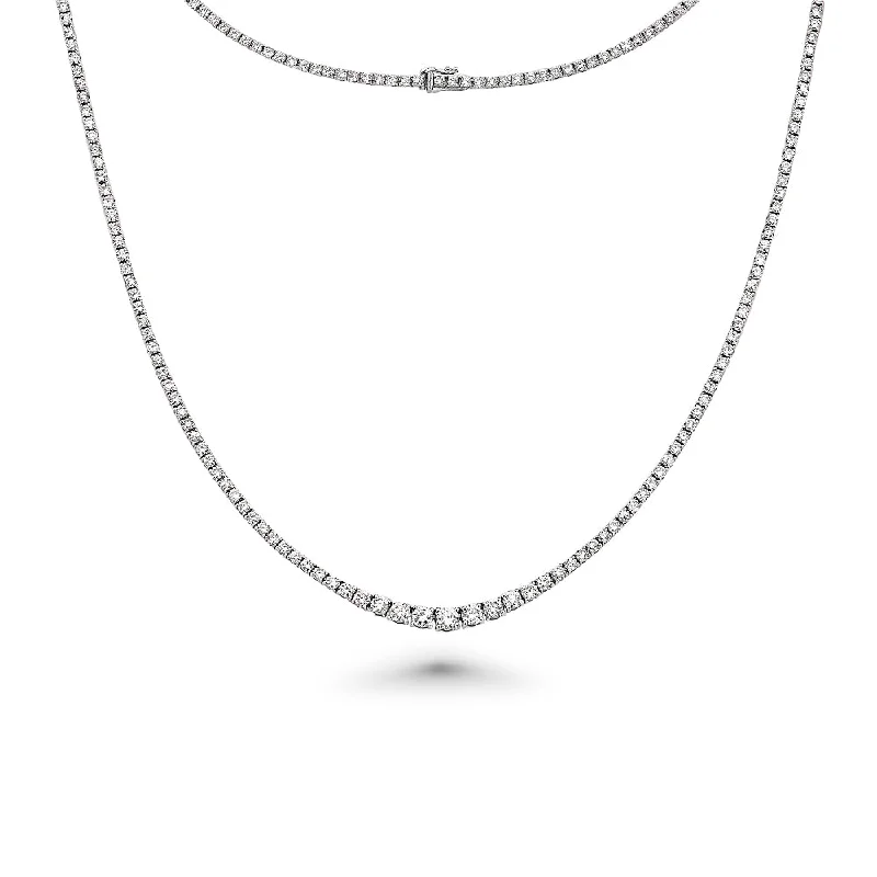 modern infinity necklace -Riviera Diamond Tennis Necklace (4.00 ct.) 2.00 mm to 3.50 mm 4-Prongs Setting in 14K Gold