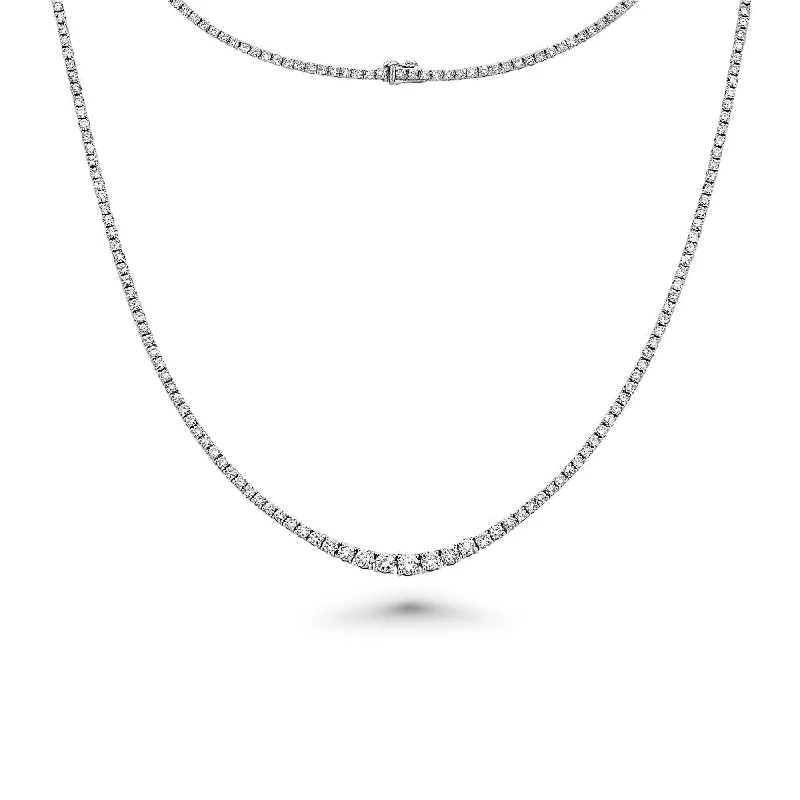 personalized infinity pendant -Riviera Diamond Tennis Necklace (5.00 ct.) 1.8 mm to 3.60 mm 4-Prongs Setting in 14K Gold