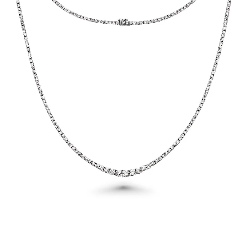 chain necklace for men -Riviera Diamond Tennis Necklace (7.00 ct.) 2 mm to 4.5 mm 4-Prongs Setting in 14K Gold