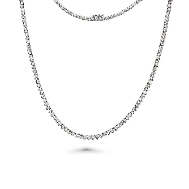 rose gold necklace -Diamond Tennis Necklace (10.30 ct.) 2.7 mm 3-Prongs Setting in 14K Gold