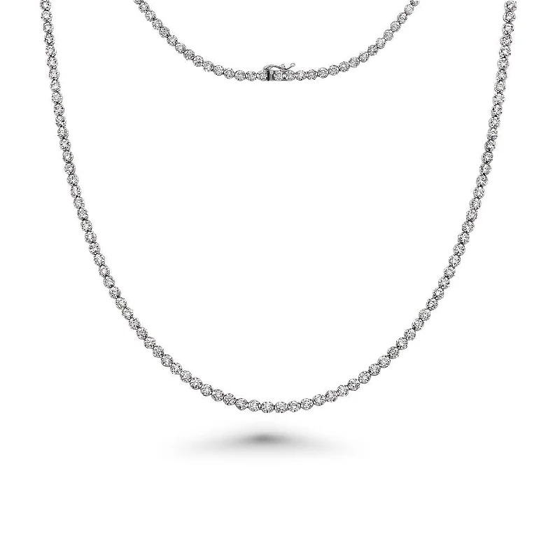 silver necklace with pendant -Diamond Tennis Necklace (11.00 ct.) Buttercup Setting in 14K Gold