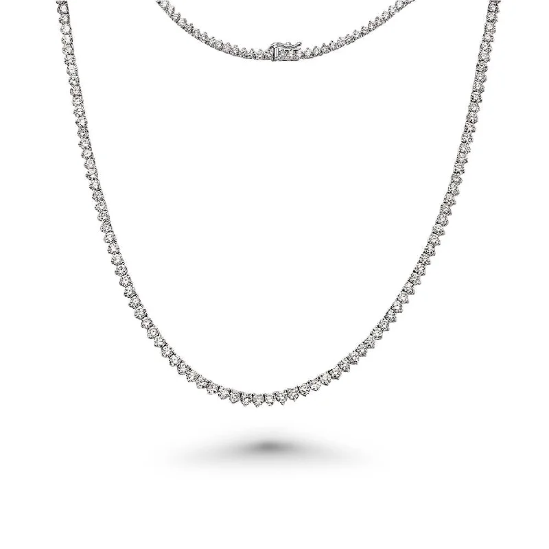 initial necklace with name -Diamond Tennis Necklace (13.00 ct.) 3 mm 3-Prongs Setting in 14K Gold