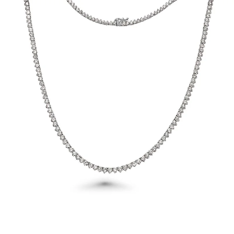 gold chain necklace for women -Diamond Tennis Necklace (20.00 ct.) 4.00 mm 3-Prongs Setting in 14K Gold