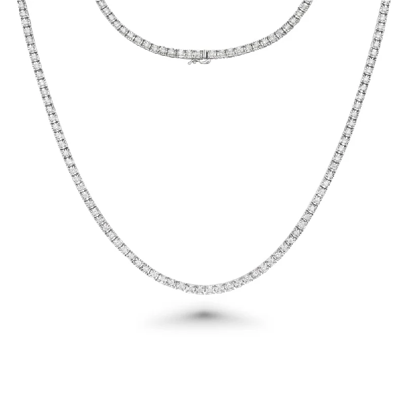 elegant silver pendant -Diamond Tennis Necklace (4.00 ct.) 2 mm Illusion Setting in 14K Gold