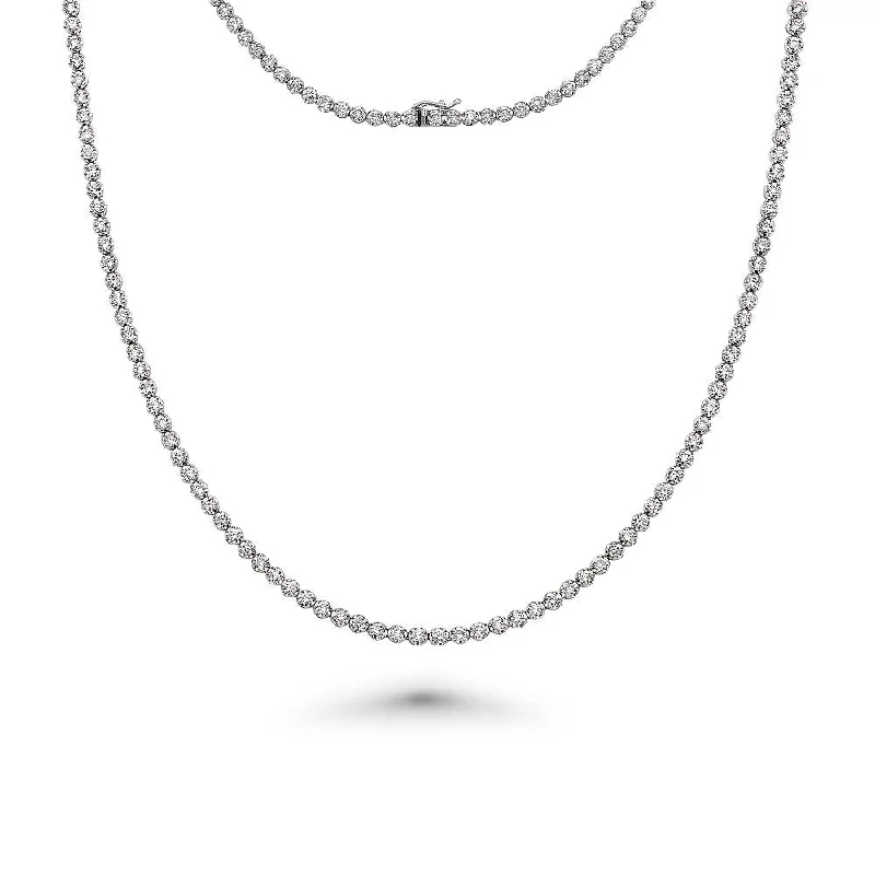 simple gold necklace -Diamond Tennis Necklace (7.00 ct.) 2.2 mm Buttercup Setting in 14K Gold