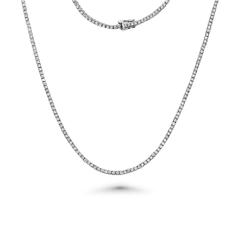 boho style necklace -Diamond Tennis Necklace (7.50 ct.) 2.2 mm 4-Prongs Setting in 14K Gold