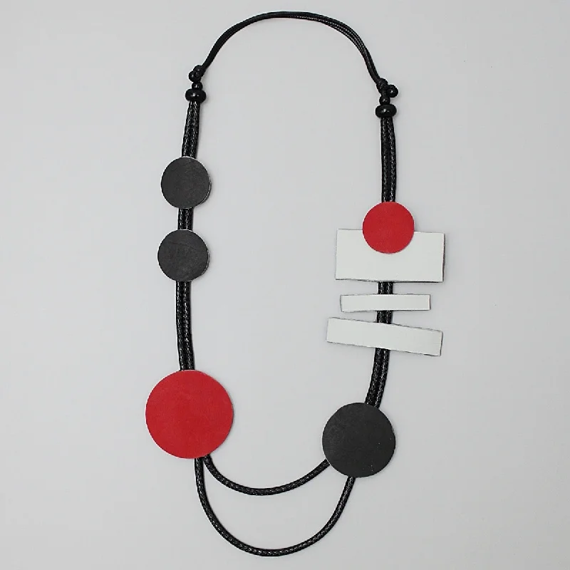 trendy women’s necklace -Red and Black Abstract Selma Necklace