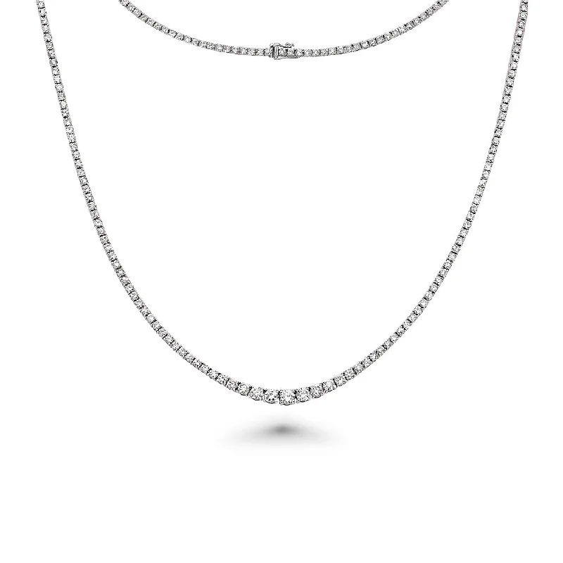 personalized necklace for mom -Riviera Diamond Tennis Necklace (17.50 ct.) 4-Prongs Setting in 14K Gold