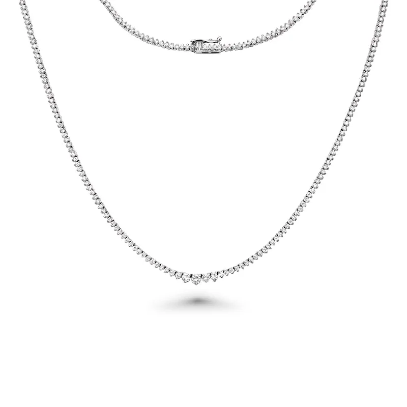 stylish leather necklace -Riviera Diamond Tennis Necklace (3.50 ct.) 1.90 mm to 2.90 mm 3-Prongs Setting in 14K Gold