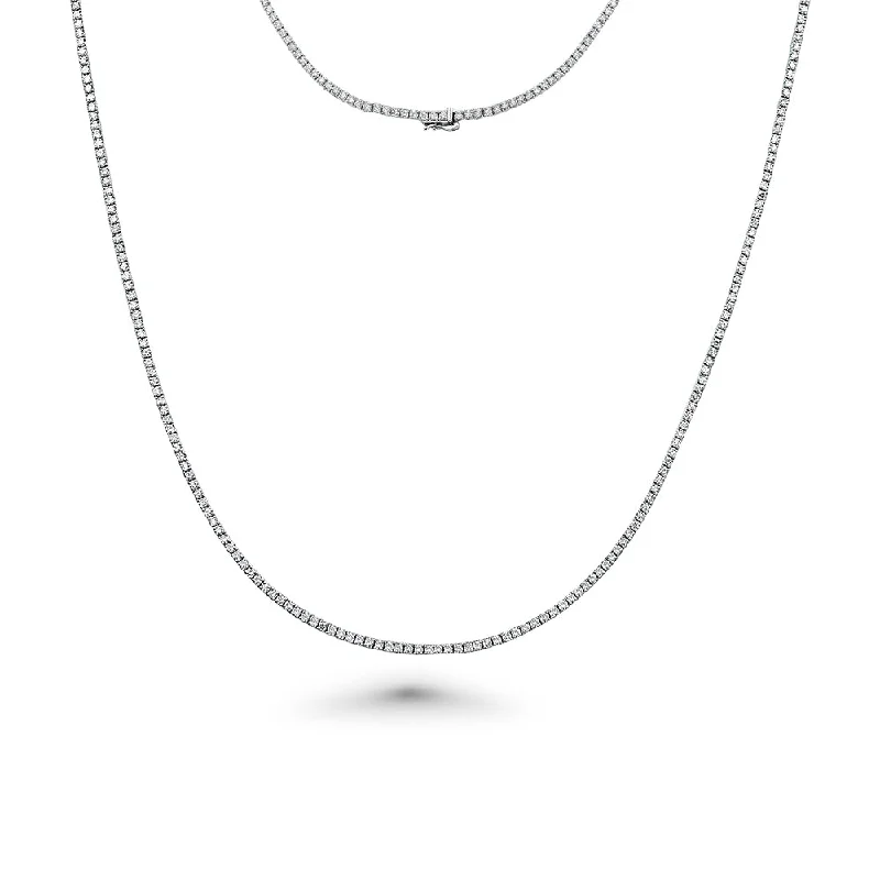 chunky silver necklace -Showroom Collection Diamond Tennis Necklace (6.00 ct.) 2.2 mm 4-Prongs Setting in 14K Gold